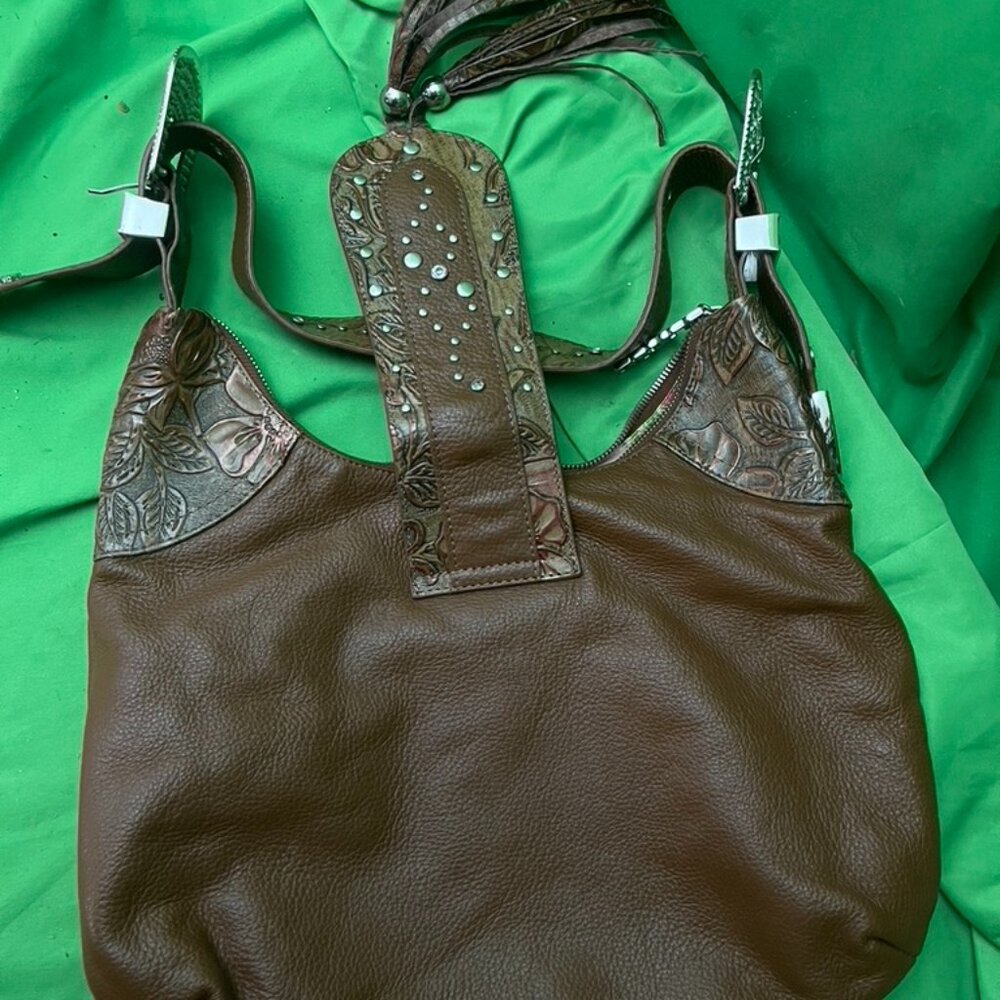 Vintage 80's Charm & Luck Metallic Shoulder Bag With Rhinestone Western Buckles - Picture 10 of 10